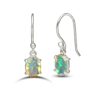 Natural Ethiopian Opal 925 Solid Sterling Silver Earrings 20mm