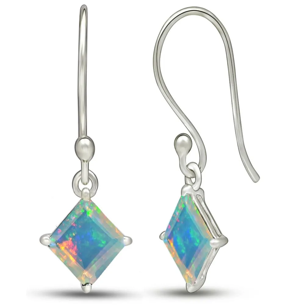 Natural Ethiopian Opal 925 Solid Sterling Silver Earrings 20mm
