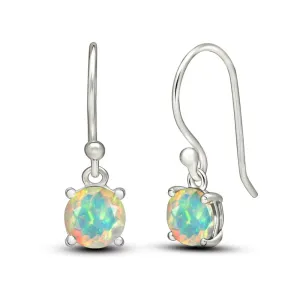 Natural Ethiopian Opal 925 Solid Sterling Silver Earrings 20mm