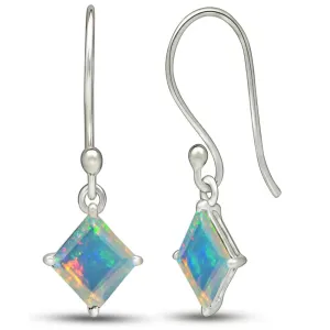 Natural Ethiopian Opal 925 Solid Sterling Silver Earrings 20mm