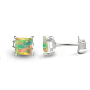 Natural Ethiopian Opal 925 Solid Sterling Silver Earrings 5mm
