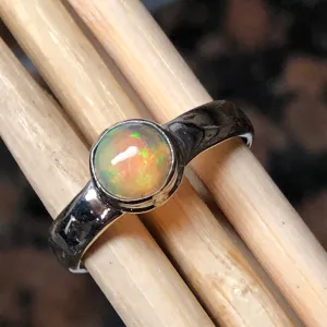 Natural Ethiopian Opal 925 Solid Sterling Silver Engagement Ring Size 5.5, 7.75, 8,