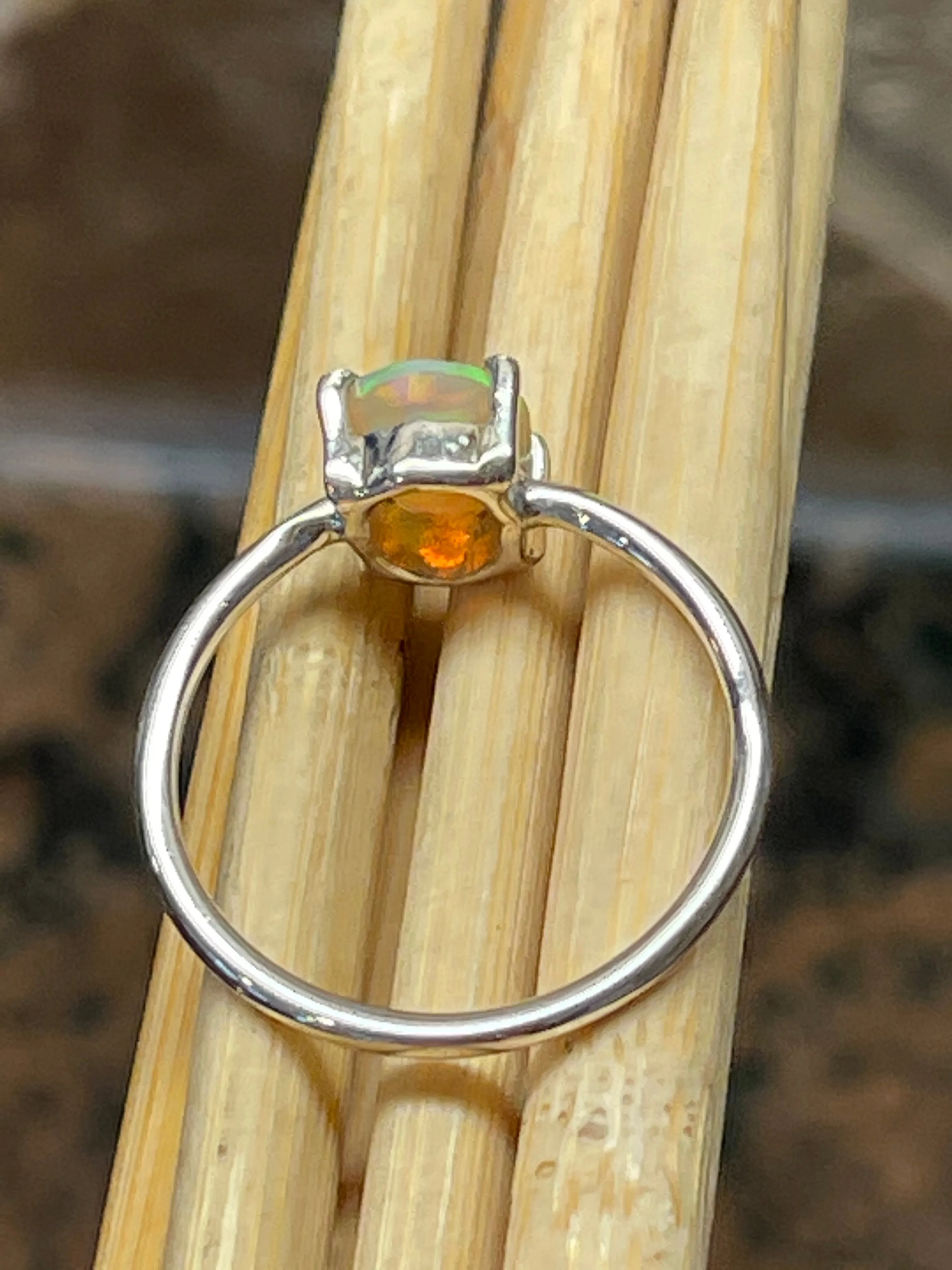 Natural Ethiopian Opal 925 Solid Sterling Silver Engagement Ring Size 8