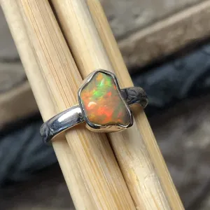 Natural Ethiopian Opal 925 Solid Sterling Silver Ring Size 7