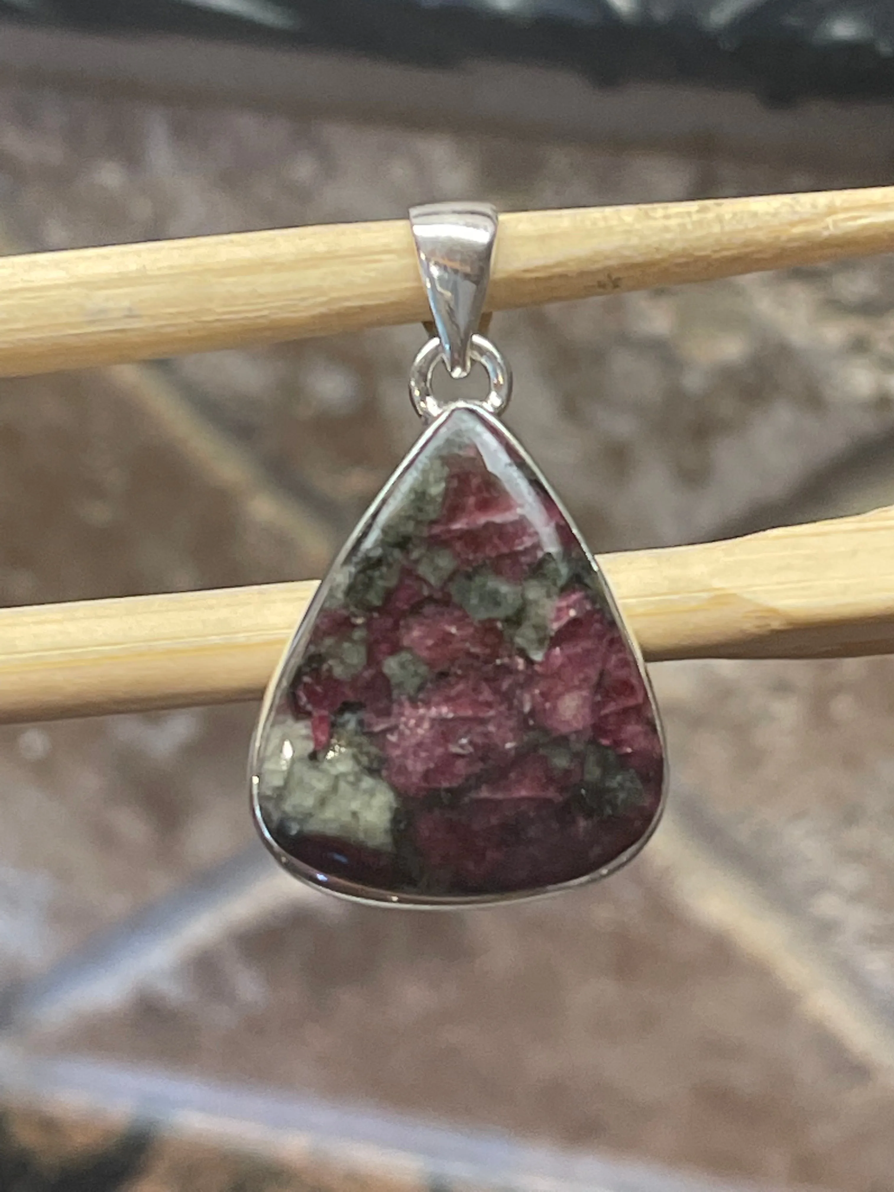 Natural Eudialyte 925 Sterling Silver Pendant 35mm
