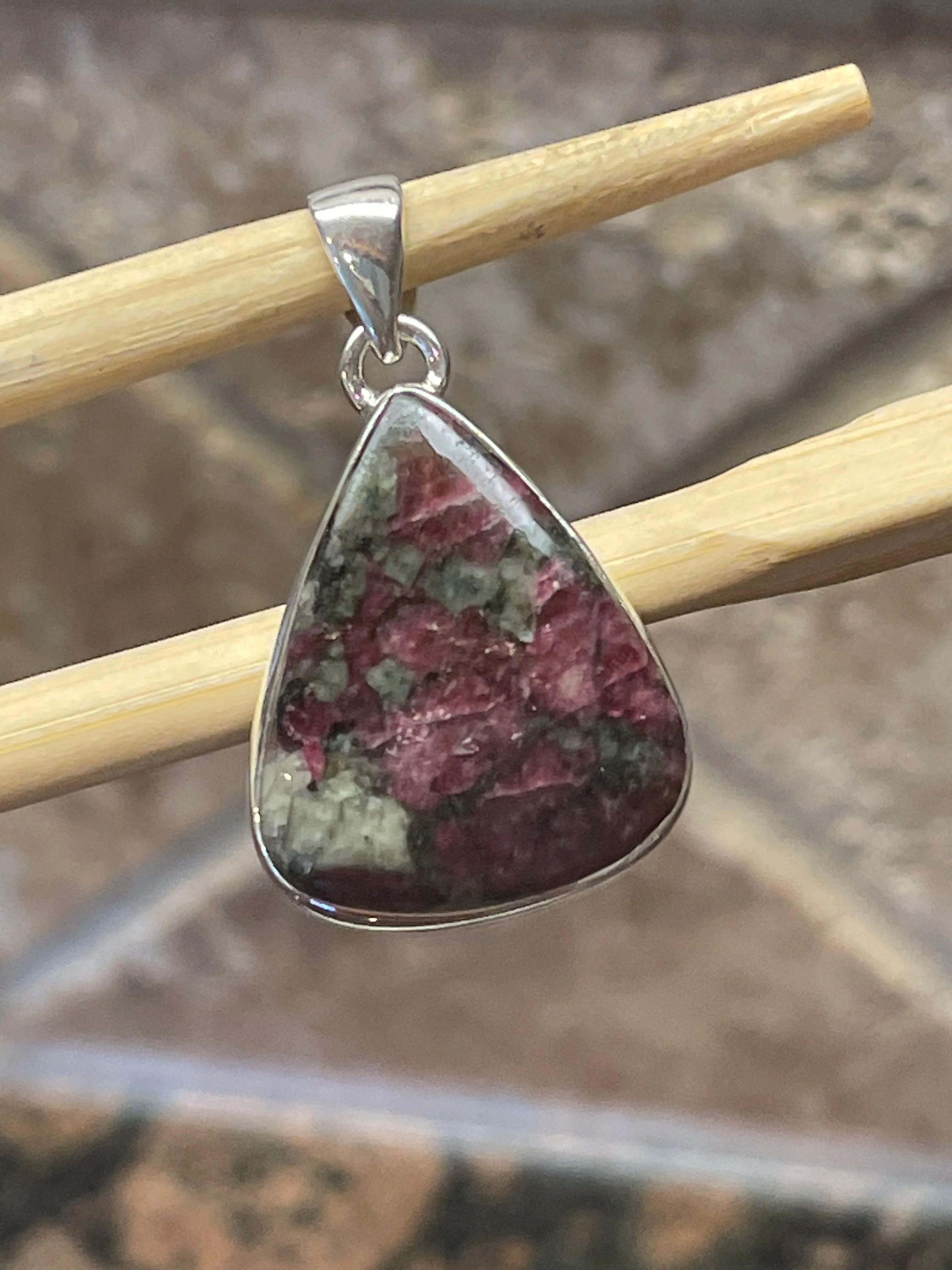 Natural Eudialyte 925 Sterling Silver Pendant 35mm