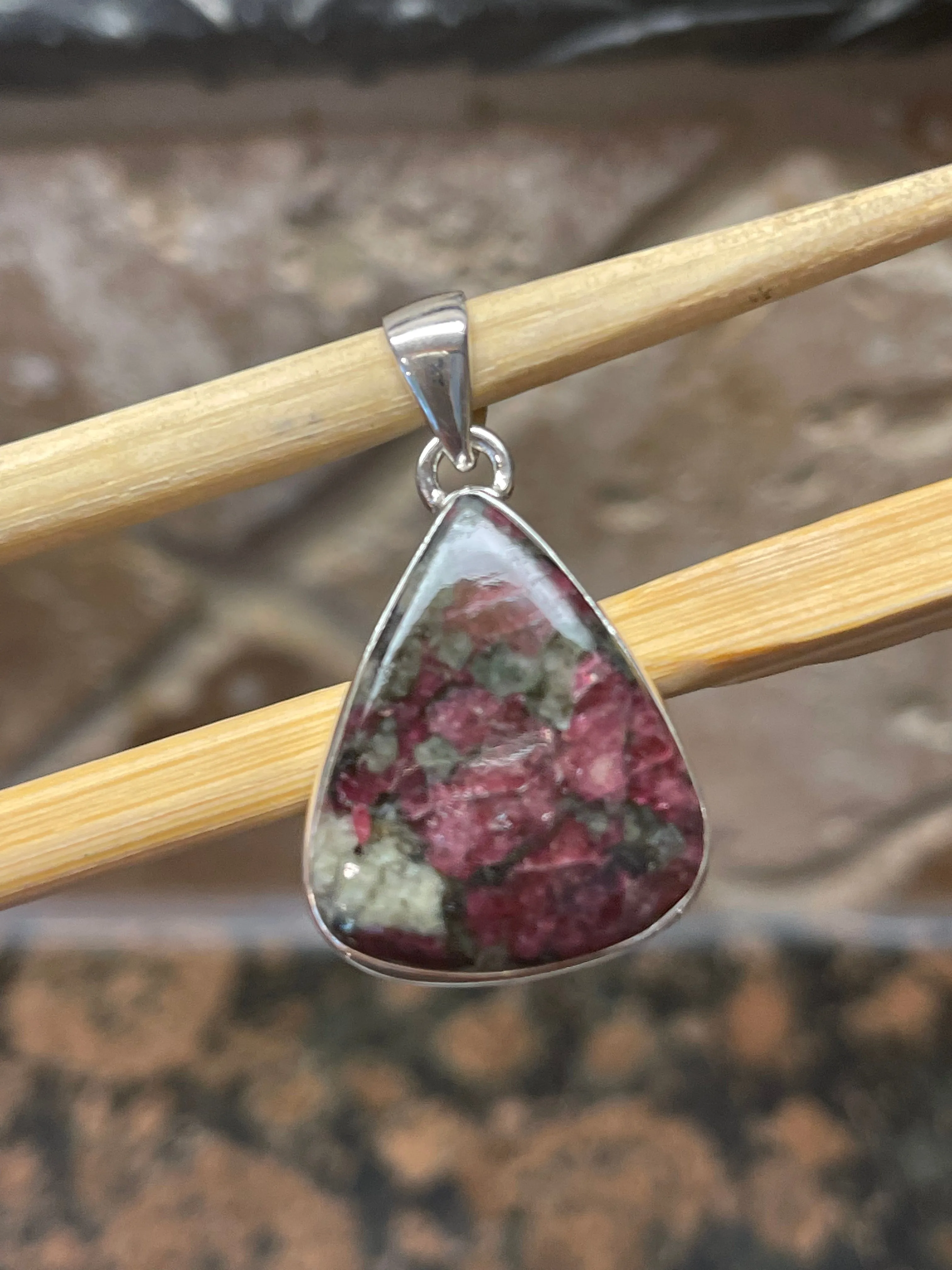 Natural Eudialyte 925 Sterling Silver Pendant 35mm