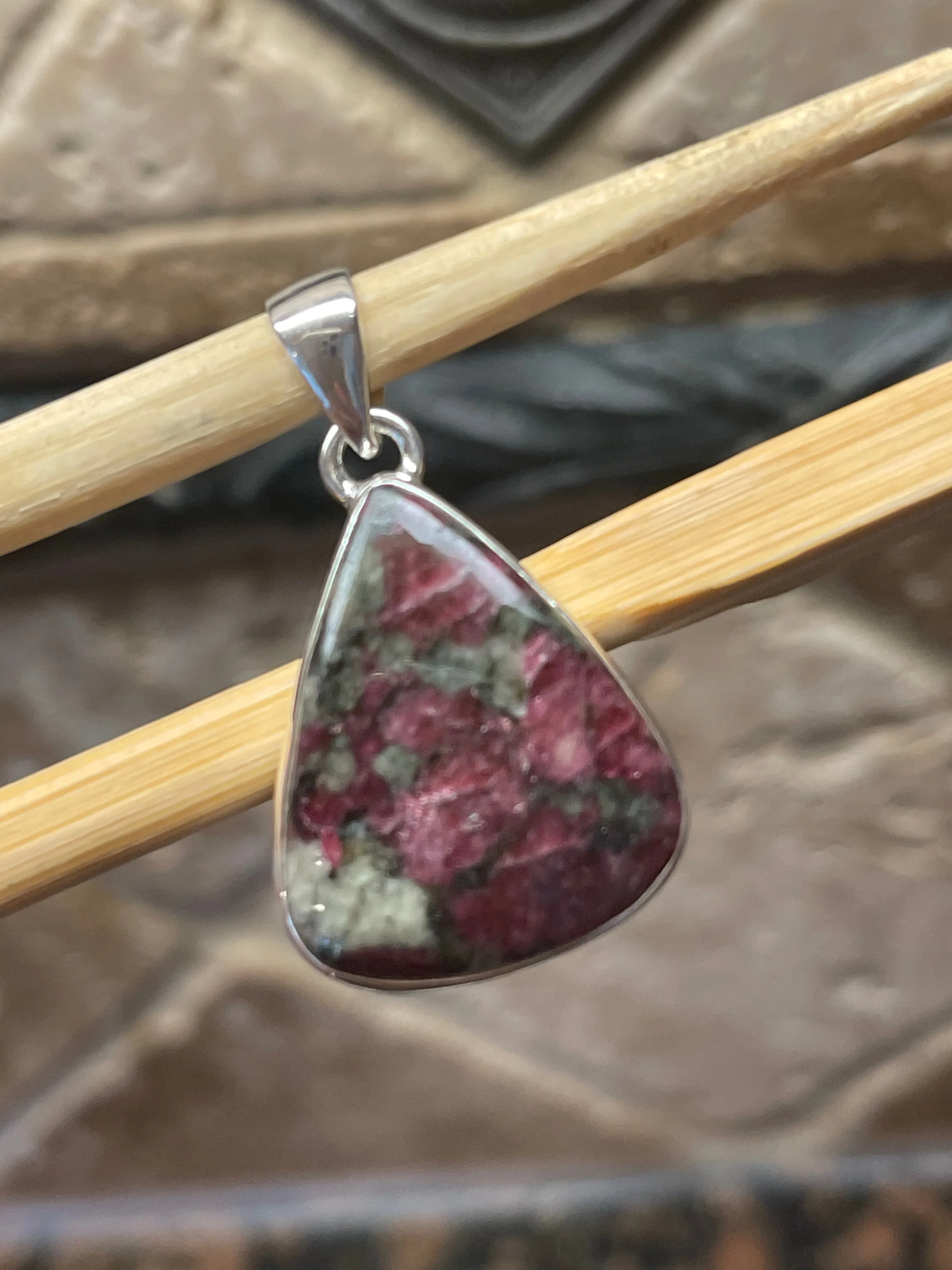 Natural Eudialyte 925 Sterling Silver Pendant 35mm