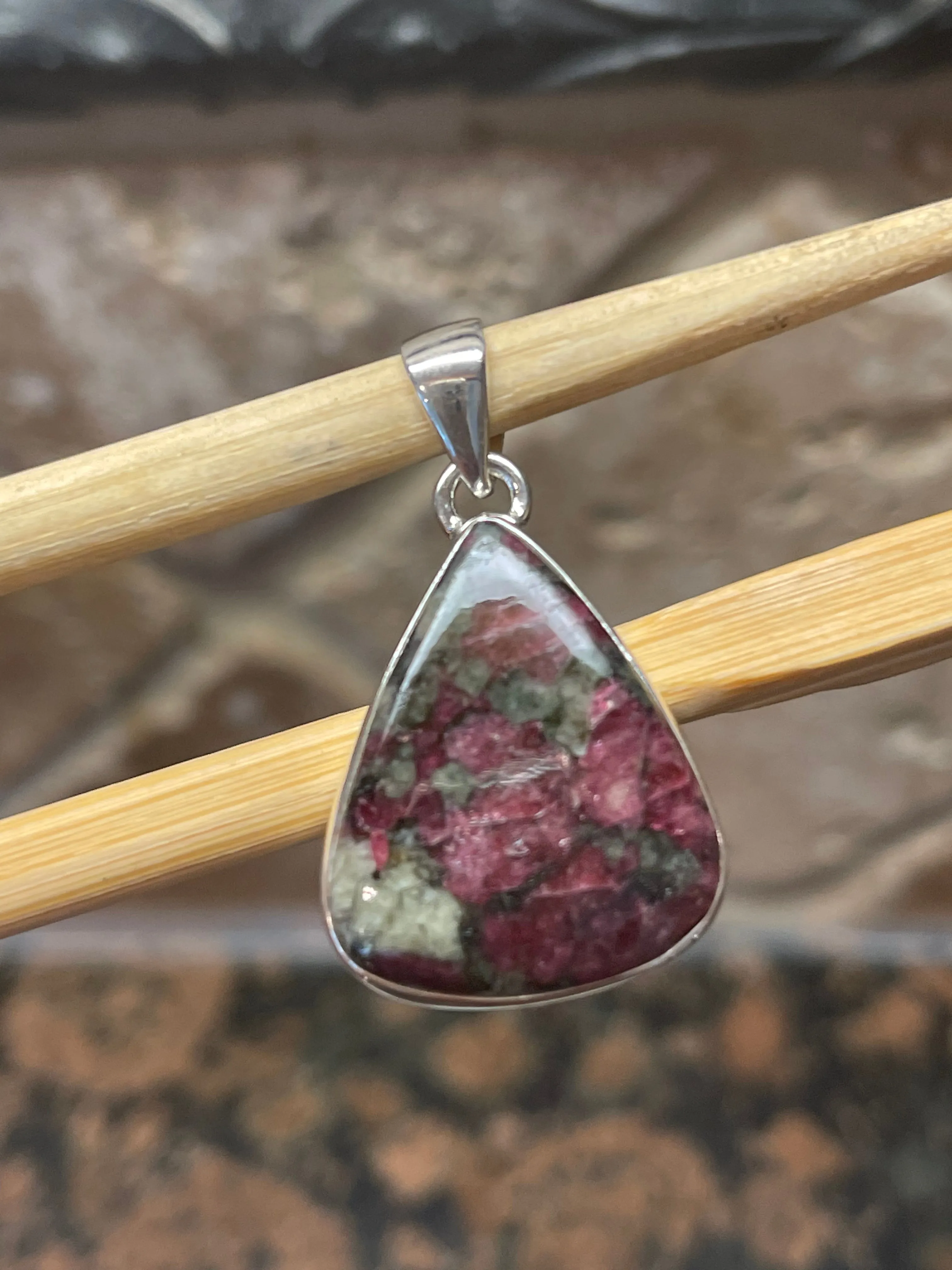 Natural Eudialyte 925 Sterling Silver Pendant 35mm