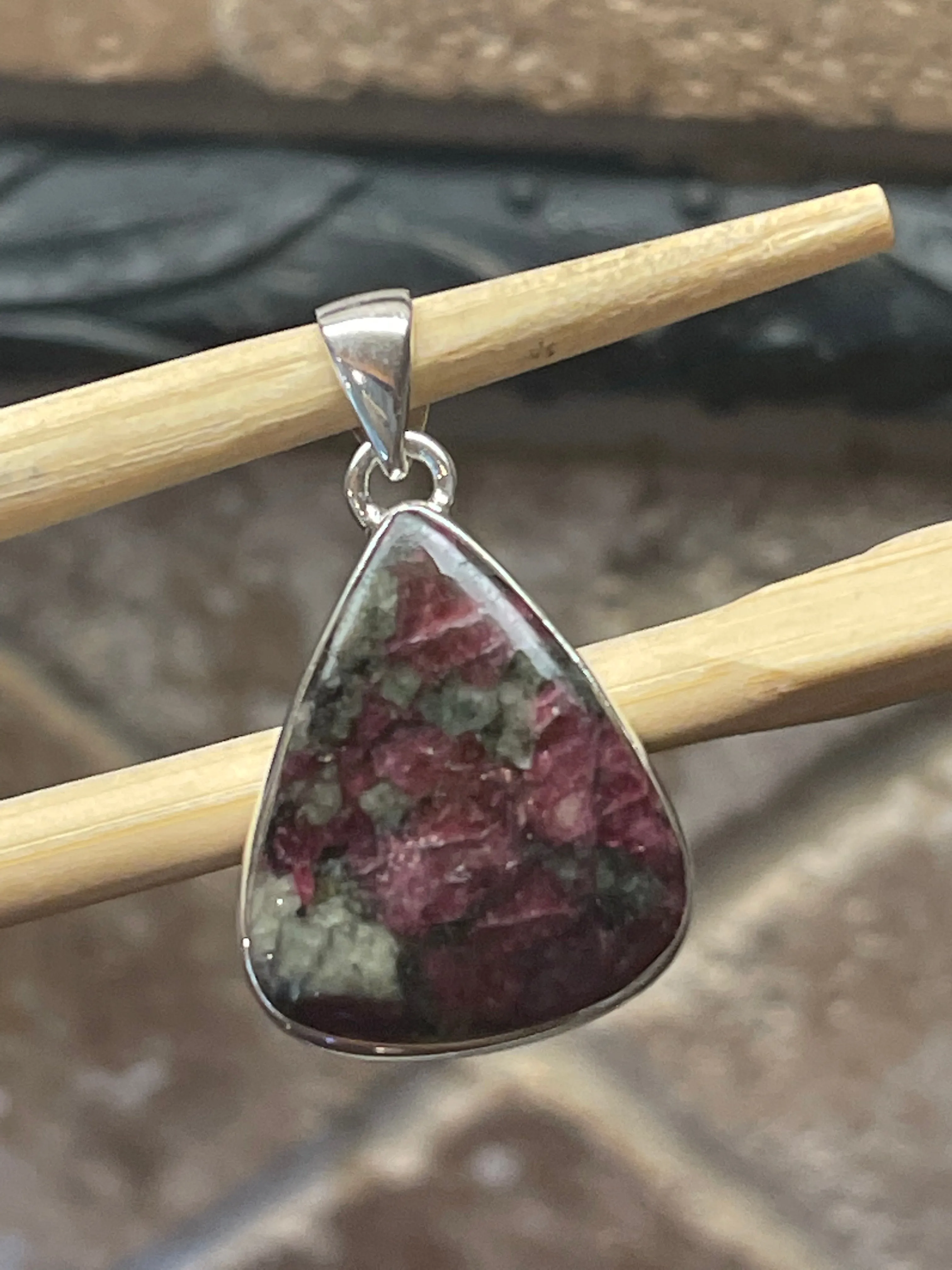 Natural Eudialyte 925 Sterling Silver Pendant 35mm
