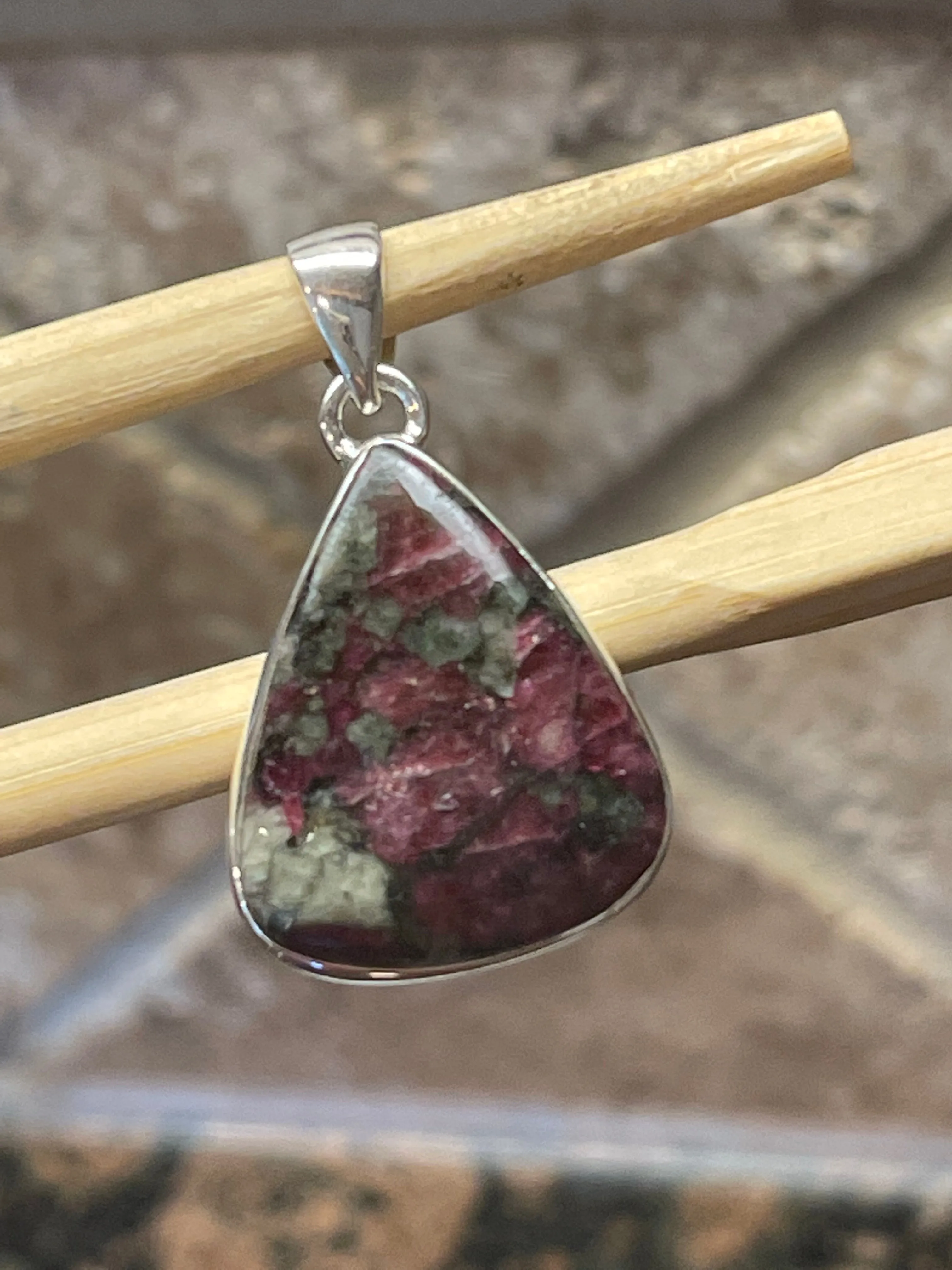 Natural Eudialyte 925 Sterling Silver Pendant 35mm