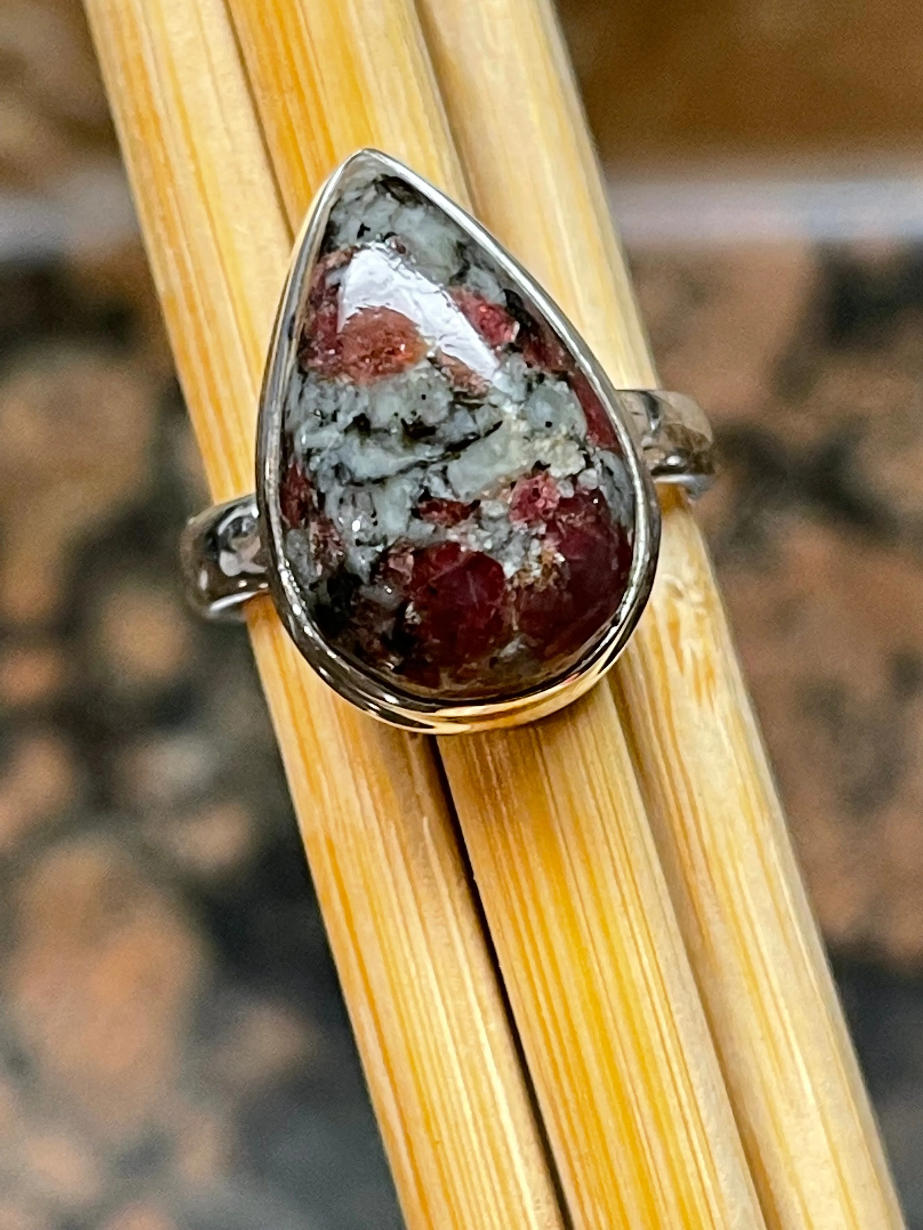 Natural Eudialyte 925 Sterling Silver Ring Size 7.75