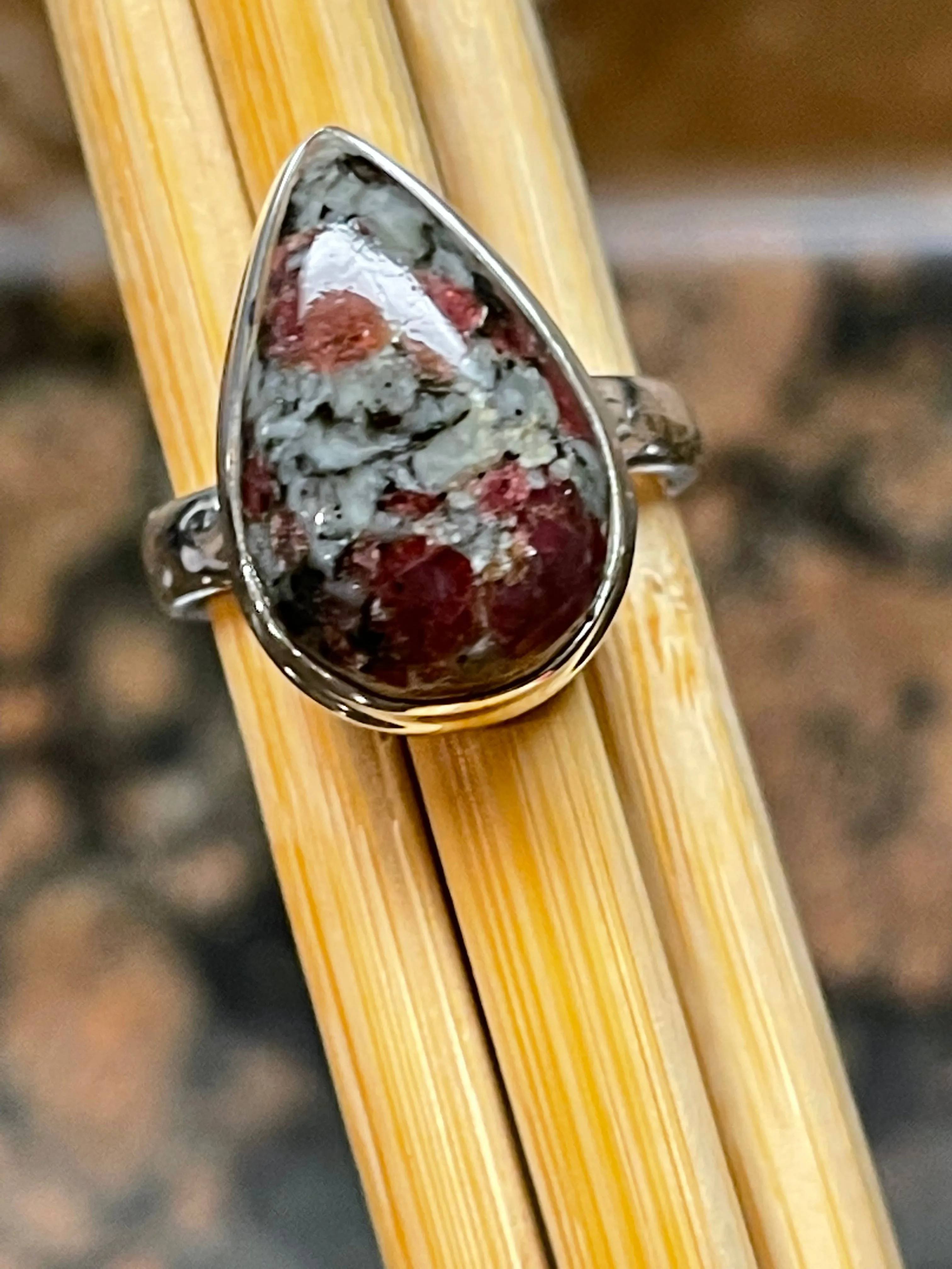 Natural Eudialyte 925 Sterling Silver Ring Size 7.75