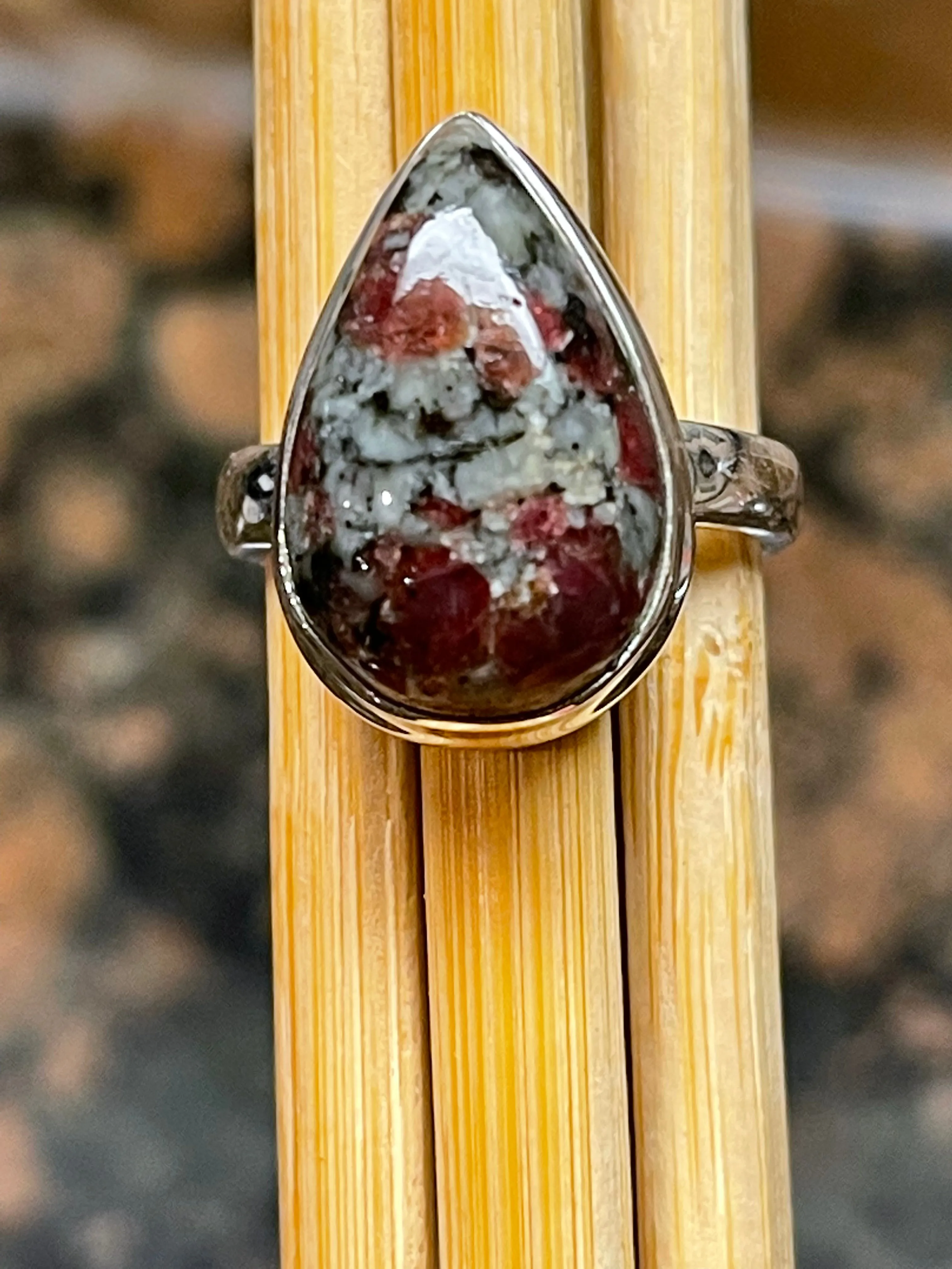 Natural Eudialyte 925 Sterling Silver Ring Size 7.75