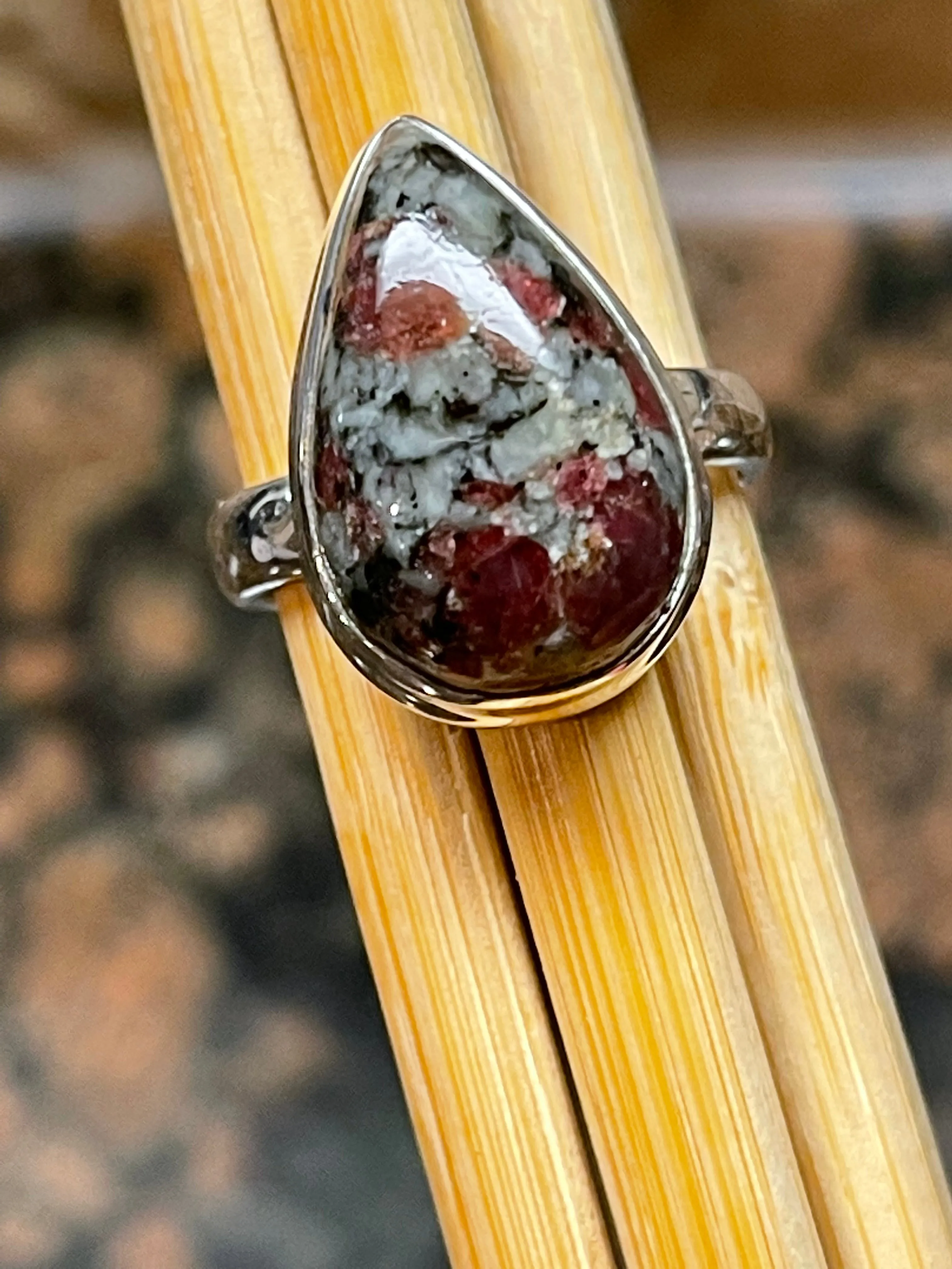 Natural Eudialyte 925 Sterling Silver Ring Size 7.75