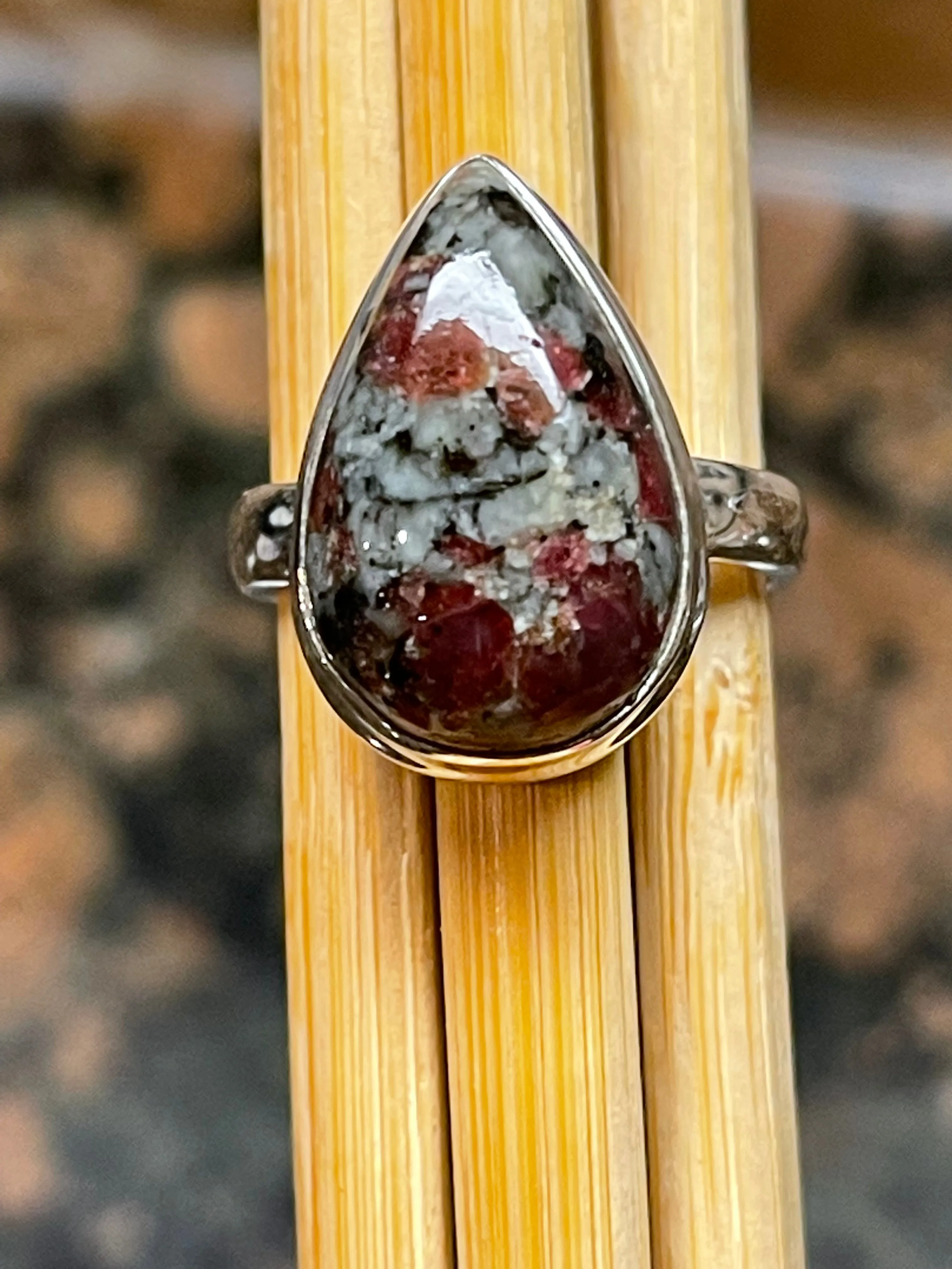 Natural Eudialyte 925 Sterling Silver Ring Size 7.75