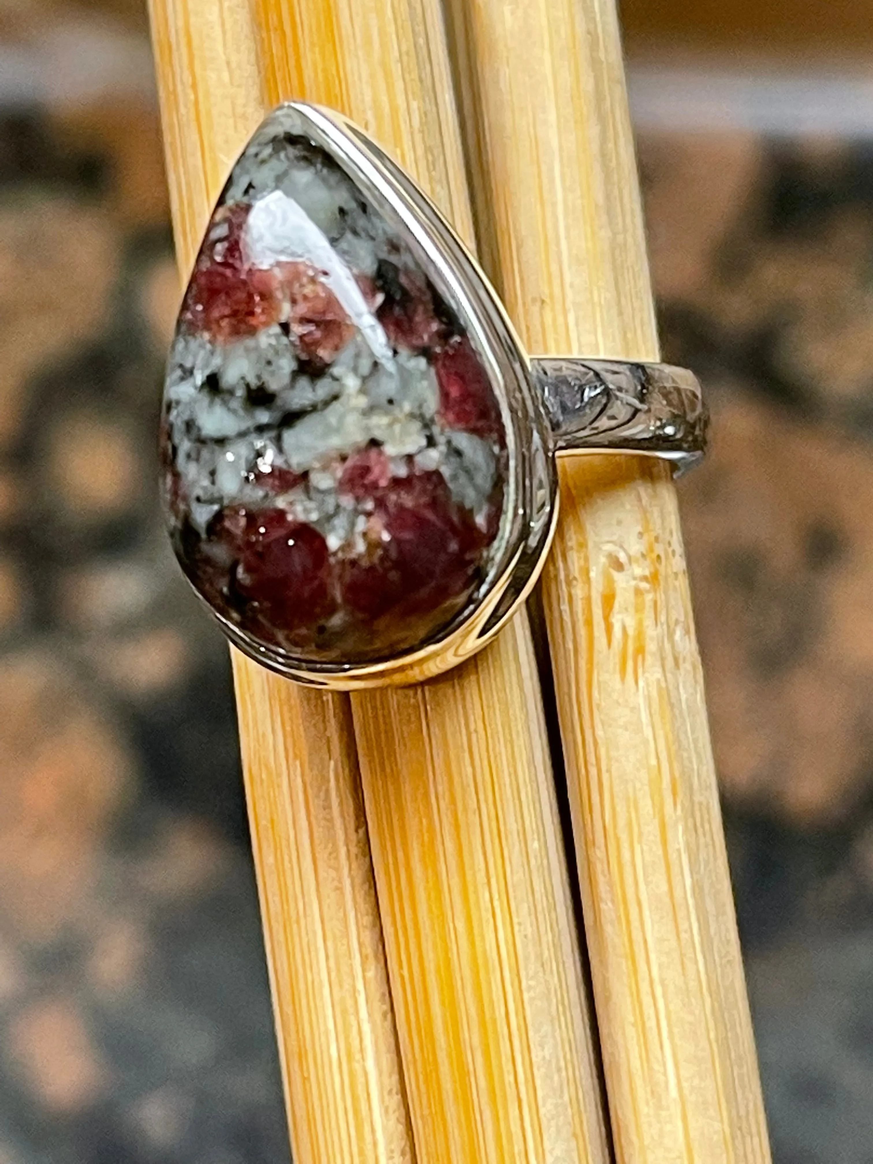 Natural Eudialyte 925 Sterling Silver Ring Size 7.75