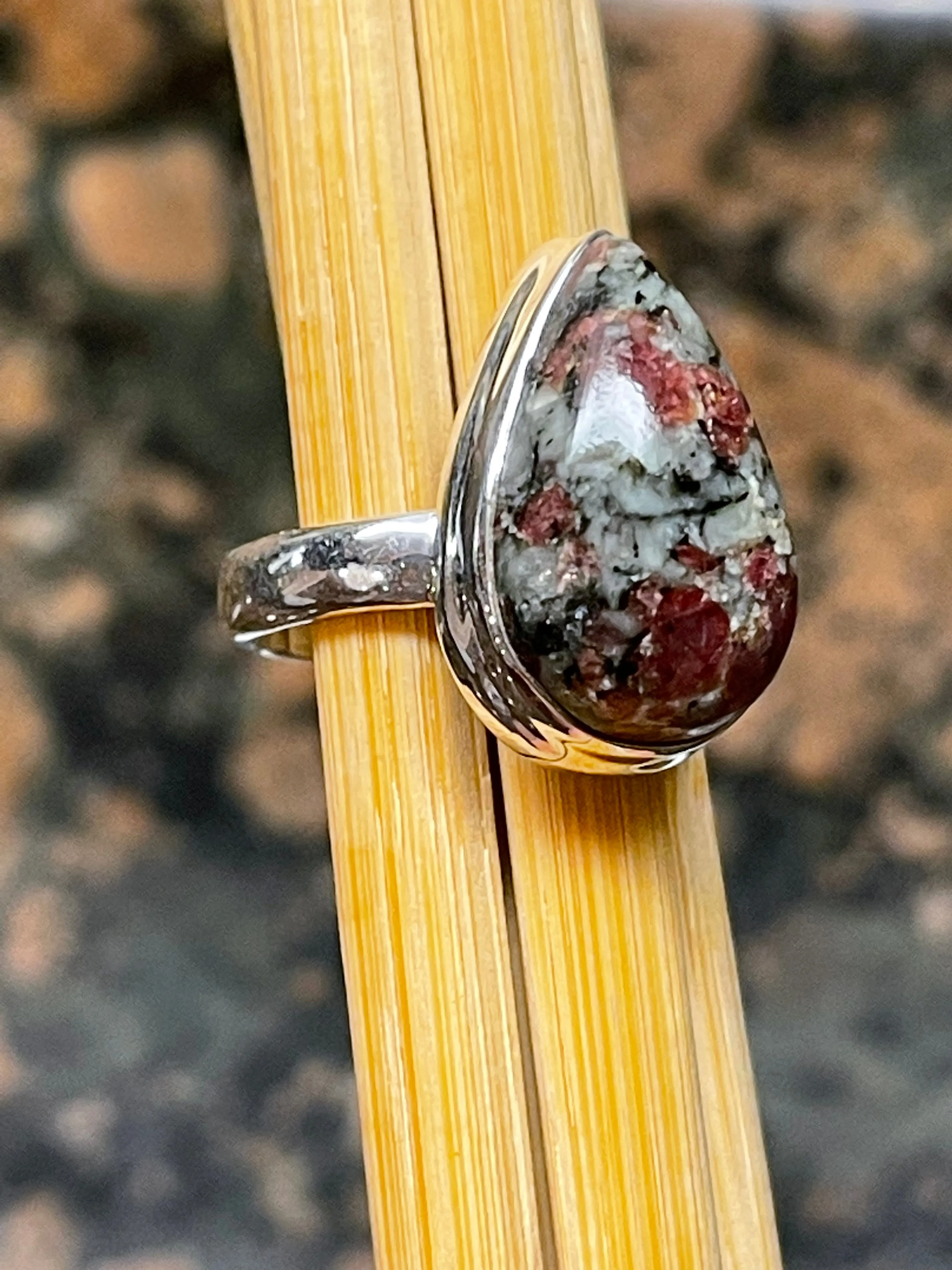 Natural Eudialyte 925 Sterling Silver Ring Size 7.75