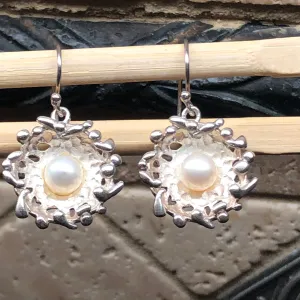 Natural Freshwater Cultured Pearl 925 Solid Sterling Silver Earrings 30mm