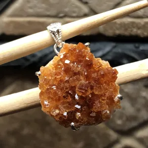 Natural Golden Citrine 925 Solid Sterling Silver Cluster Pendant 40mm