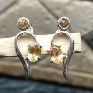 Natural Golden Citrine 925 Solid Sterling Silver Earrings 15mm