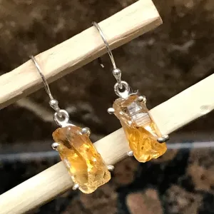 Natural Golden Citrine 925 Solid Sterling Silver Earrings 25mm