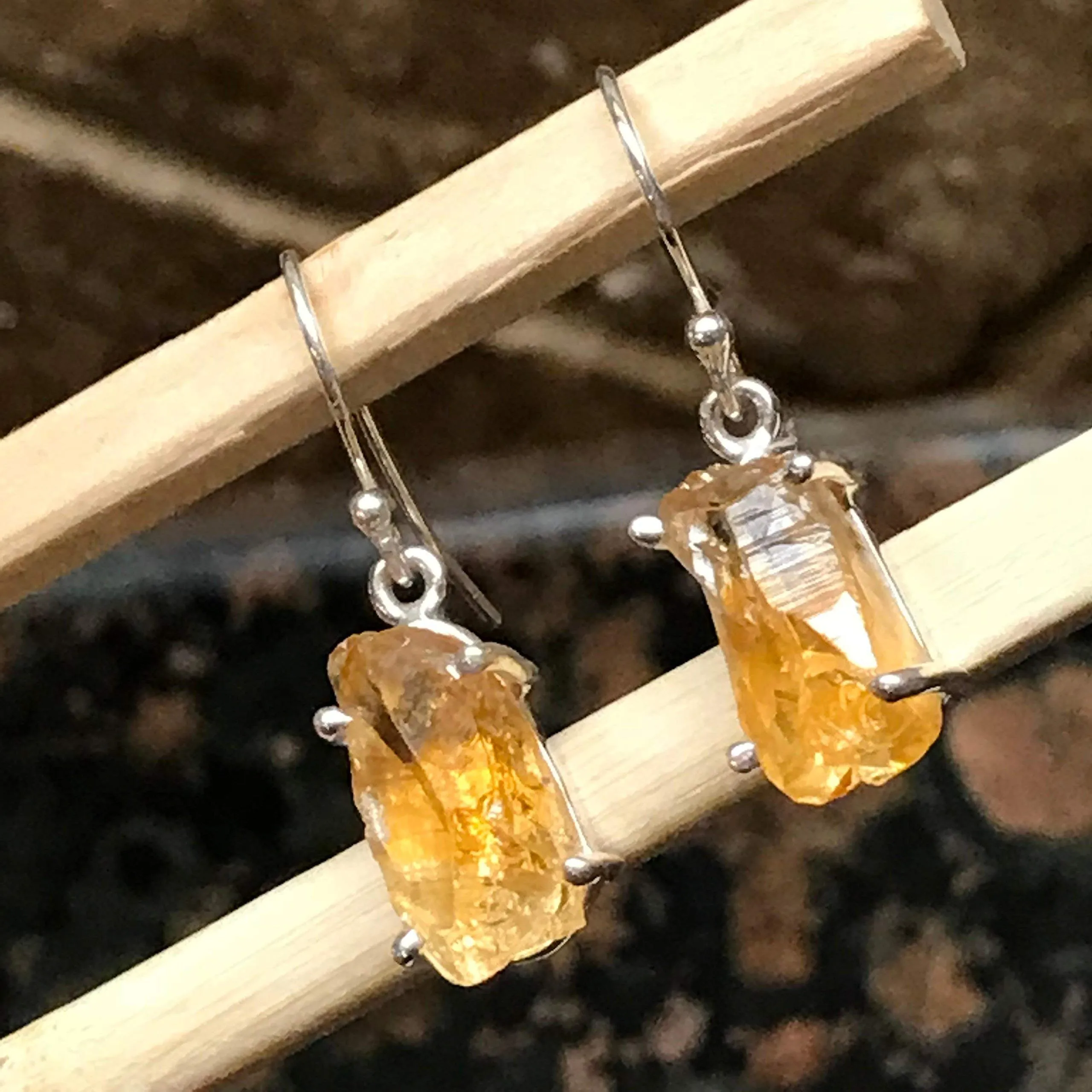 Natural Golden Citrine 925 Solid Sterling Silver Earrings 25mm