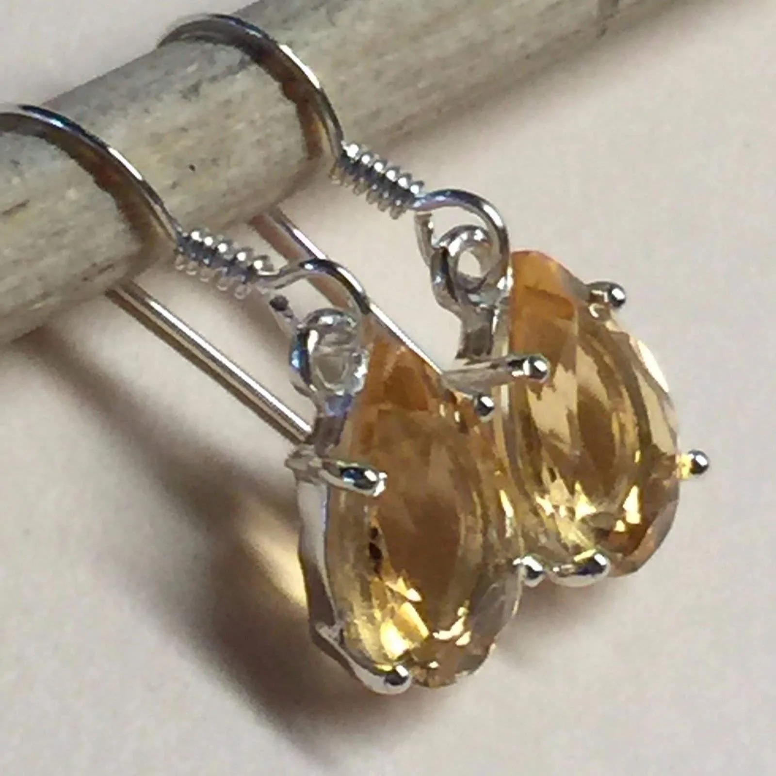 Natural Golden Citrine 925 Solid Sterling Silver Earrings 25mm