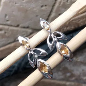 Natural Golden Citrine 925 Solid Sterling Silver Earrings 35mm
