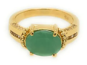 Natural Green Emerald, White Topaz 14k Vermeil Gold Over Silver Wedding Ring size 5, 6, 7, 8, 9