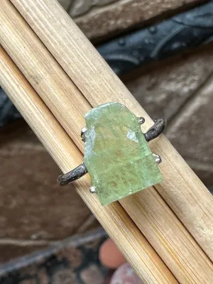 Natural Green Kyanite 925 Solid Sterling Silver Ring Size 6.5