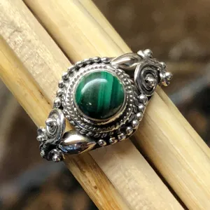 Natural Green Malachite 925 Solid Sterling Silver Engagement Ring Size 6, 7, 8, 9