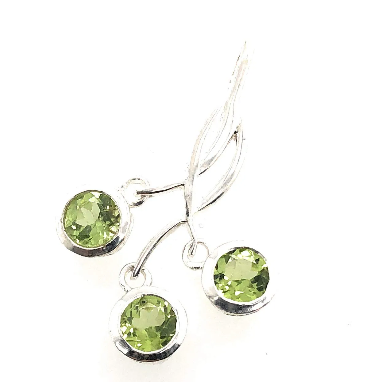 Natural Green Peridot 925 Solid Sterling Silver Pendant 30mm