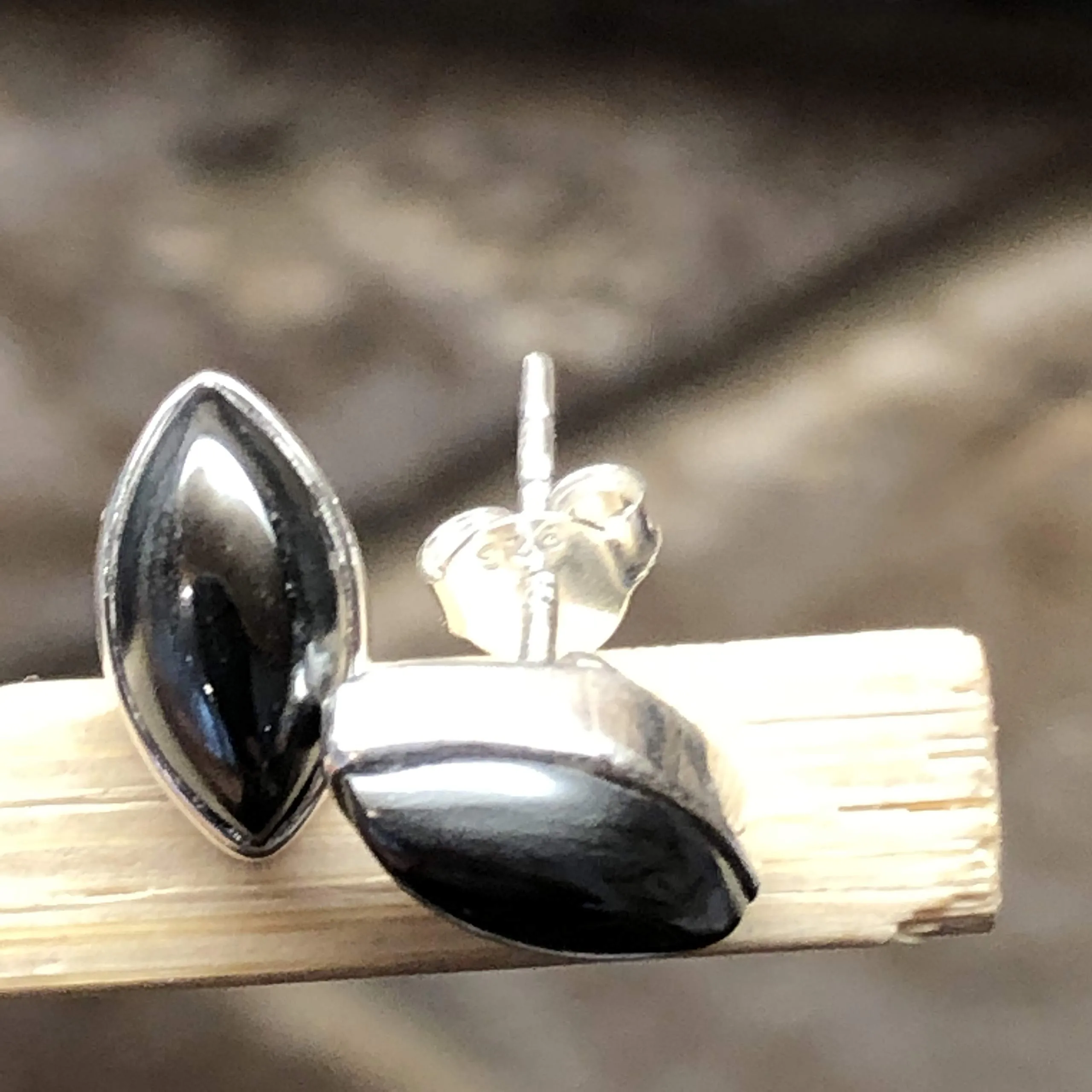 Natural Hematite 925 Solid Sterling Silver Earrings 10mm