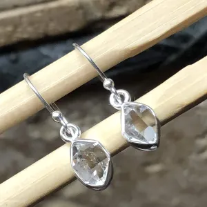 Natural Herkimer Diamond 925 Solid Sterling Silver Earrings 25mm