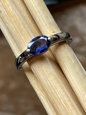 Natural Iolite 925 Solid Sterling Silver Engagement Ring Size 5, 6, 7, 8, 9