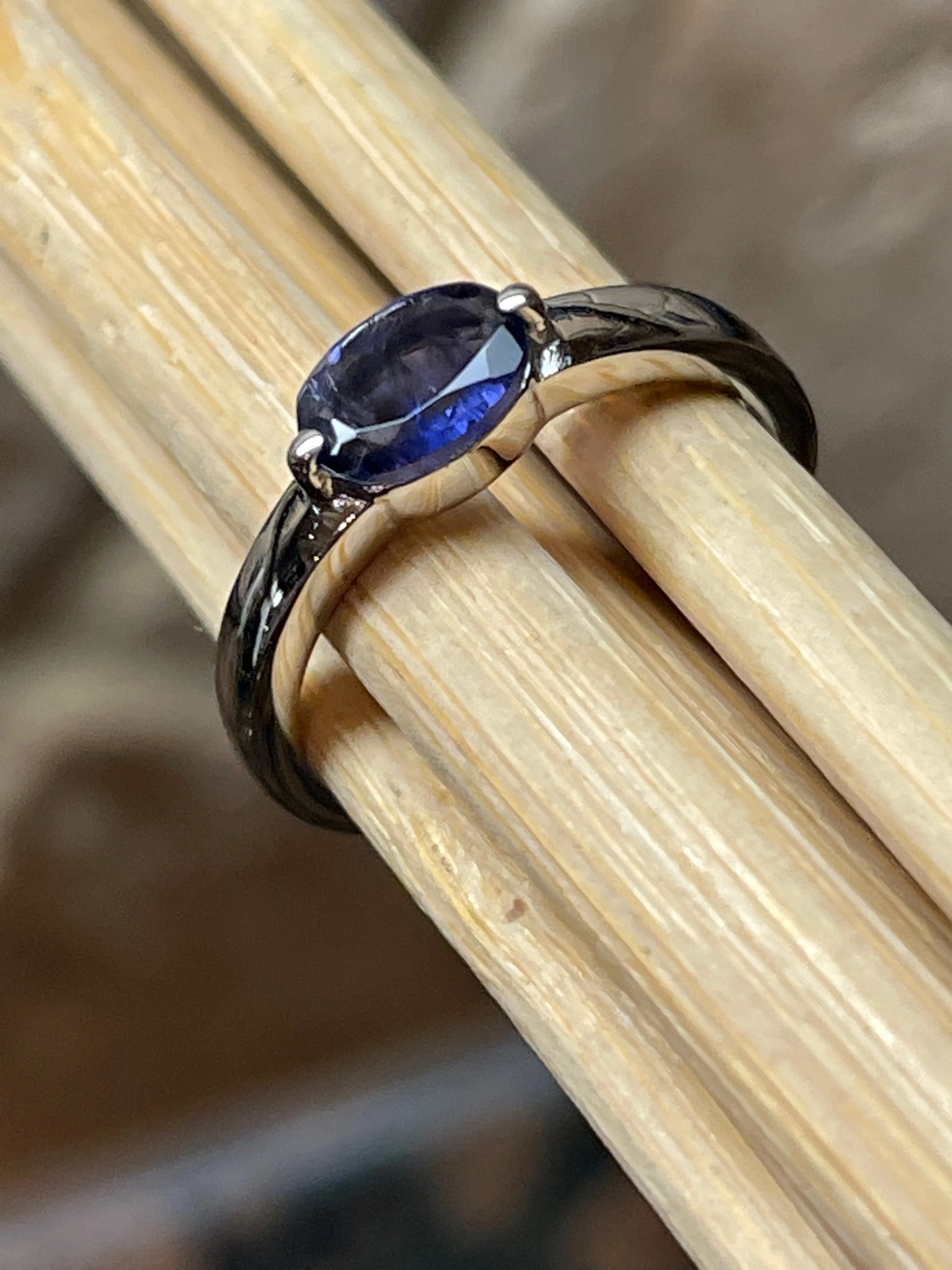 Natural Iolite 925 Solid Sterling Silver Engagement Ring Size 5, 6, 7, 8, 9