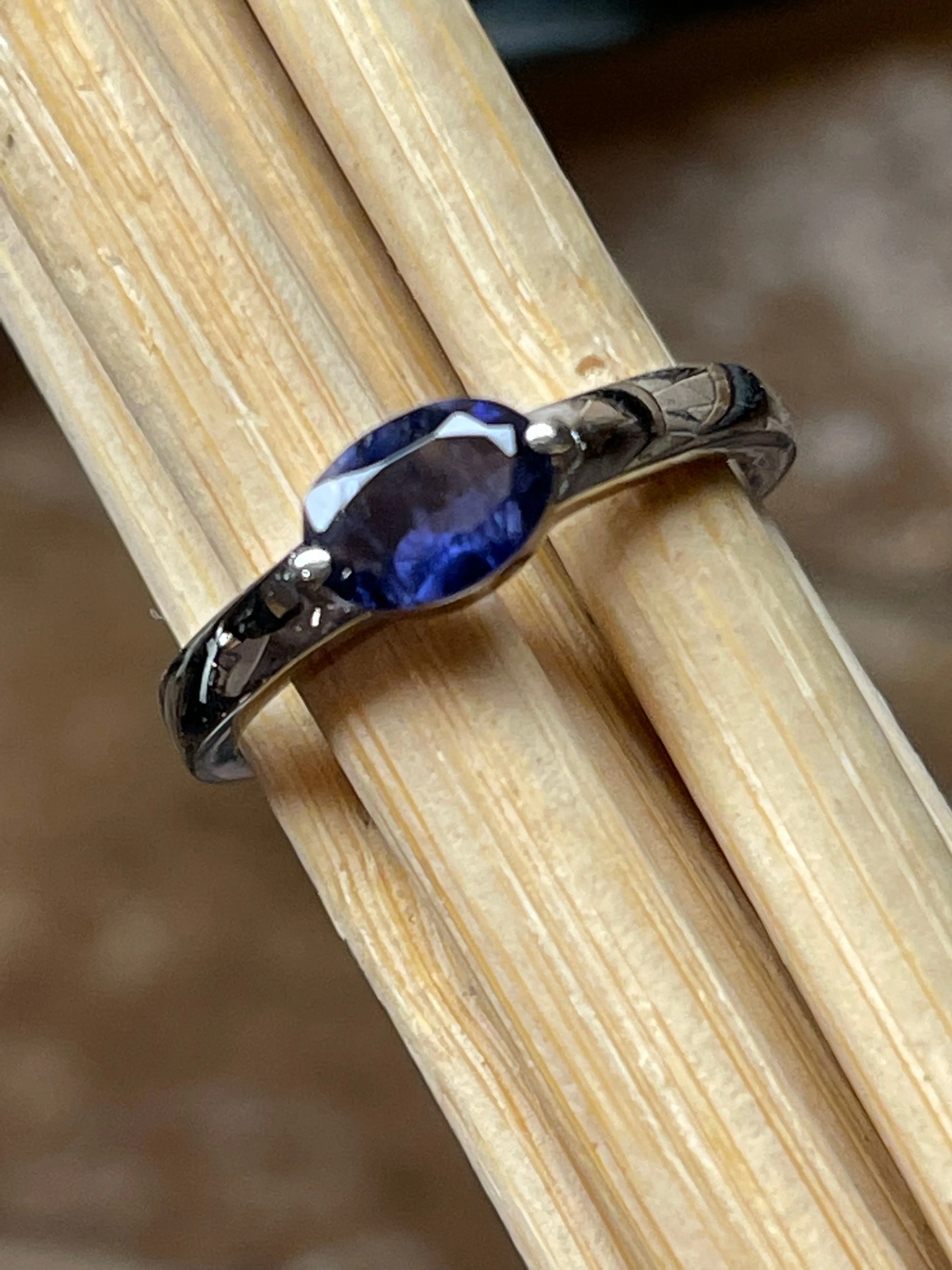 Natural Iolite 925 Solid Sterling Silver Engagement Ring Size 5, 6, 7, 8, 9