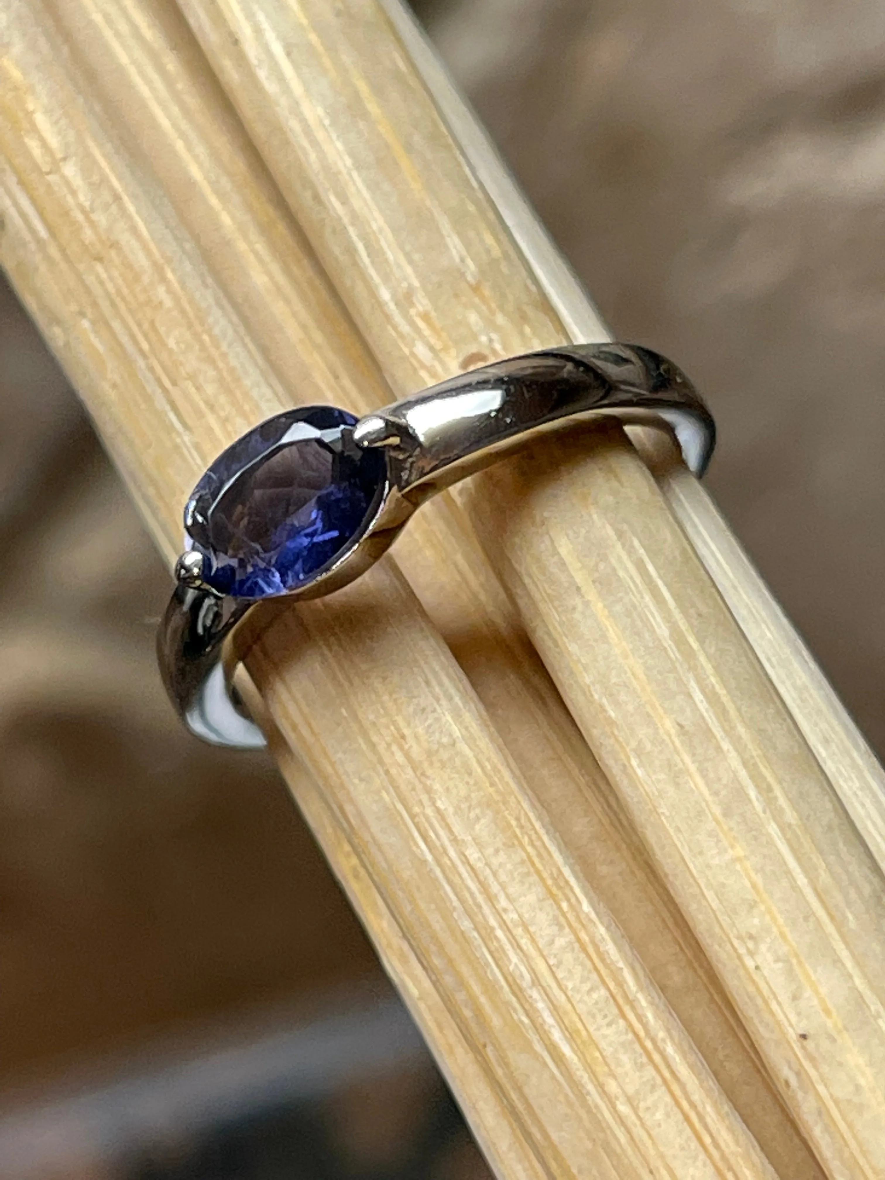 Natural Iolite 925 Solid Sterling Silver Engagement Ring Size 5, 6, 7, 8, 9