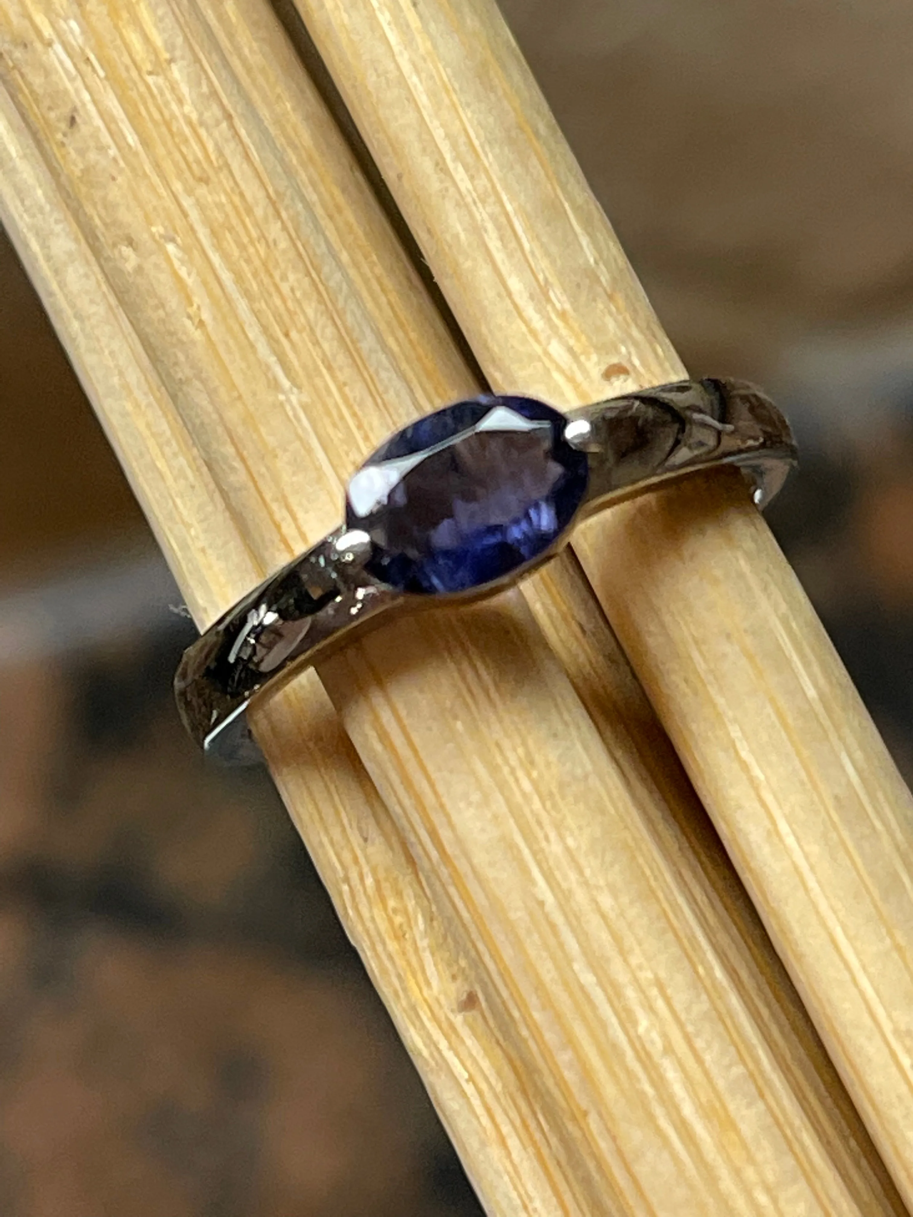 Natural Iolite 925 Solid Sterling Silver Engagement Ring Size 5, 6, 7, 8, 9