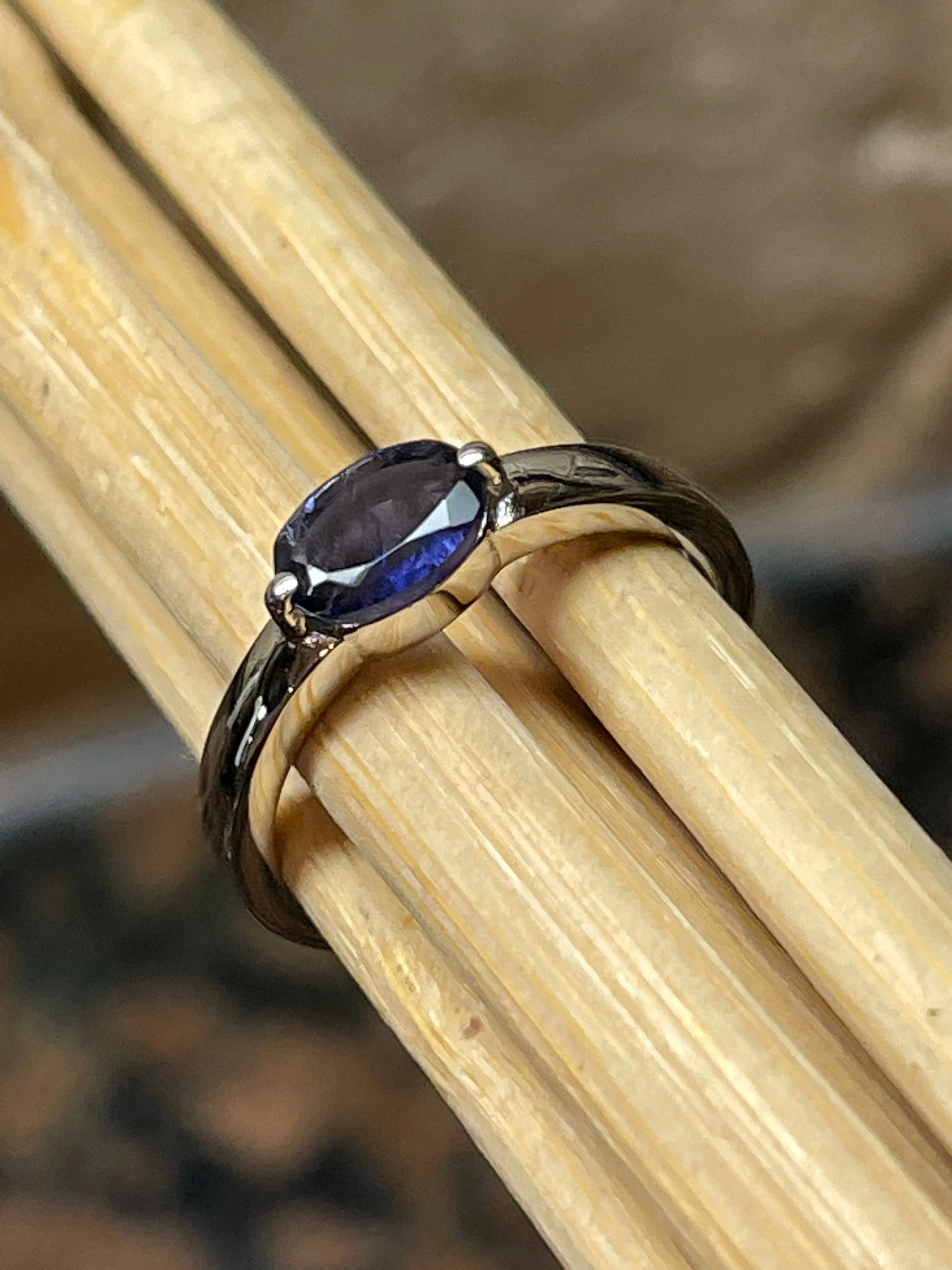 Natural Iolite 925 Solid Sterling Silver Engagement Ring Size 5, 6, 7, 8, 9