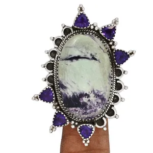 Natural Kammererite, Amethyst 925 Solid Sterling Silver Ring Size 6