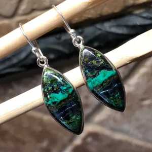 Natural Malachite in Azurite 925 Sterling Silver Earrings 35mm