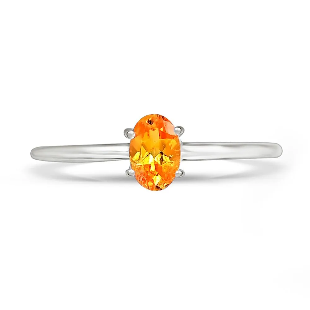 Natural Mandarin Orange Garnet 925 Solid Sterling Silver Engagement Ring Size 6, 7, 8, 9