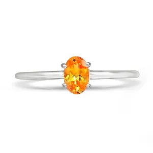 Natural Mandarin Orange Garnet 925 Solid Sterling Silver Engagement Ring Size 6, 7, 8, 9