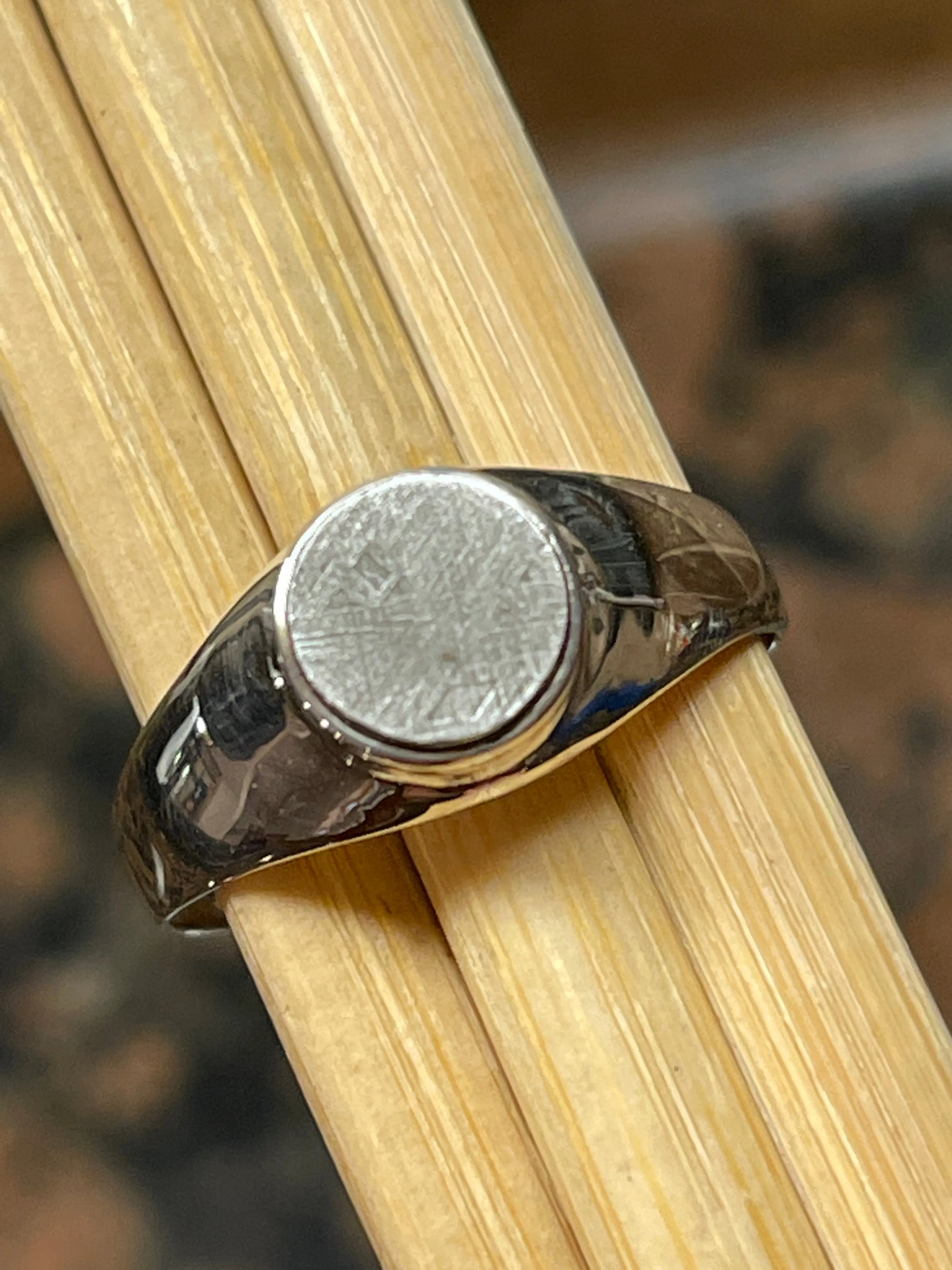 Natural Muonionalusta Meteorite Sweden 925 Solid Sterling Silver Unisex Ring Size 11