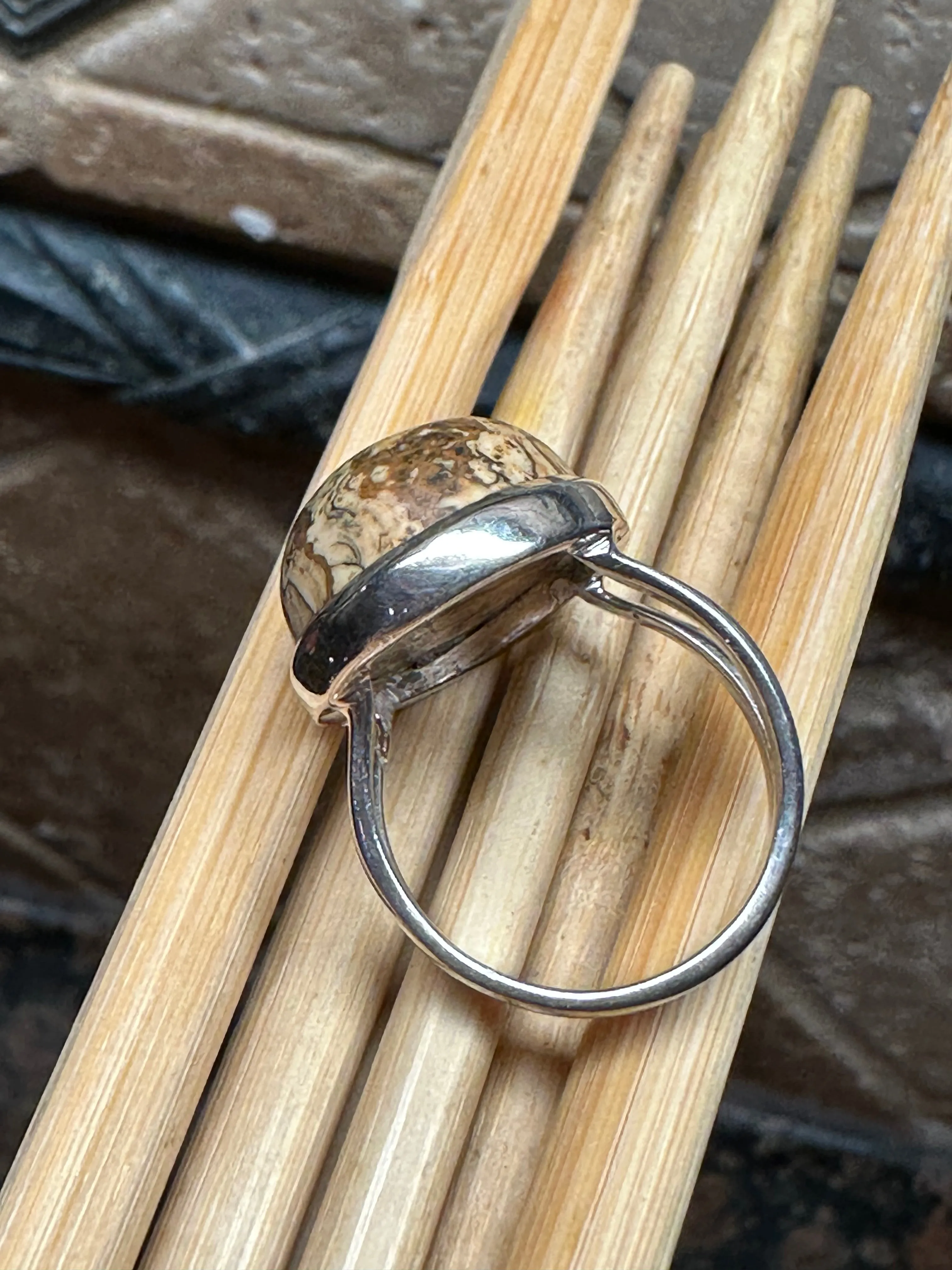 Natural Owyhee Picture Jasper 925 Solid Sterling Silver Ring Size 6