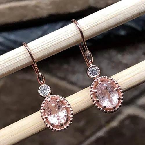 Natural Peach Morganite 14k Rose Gold Over Sterling Silver Earrings 22mm