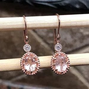 Natural Peach Morganite 14k Rose Gold Over Sterling Silver Earrings 22mm