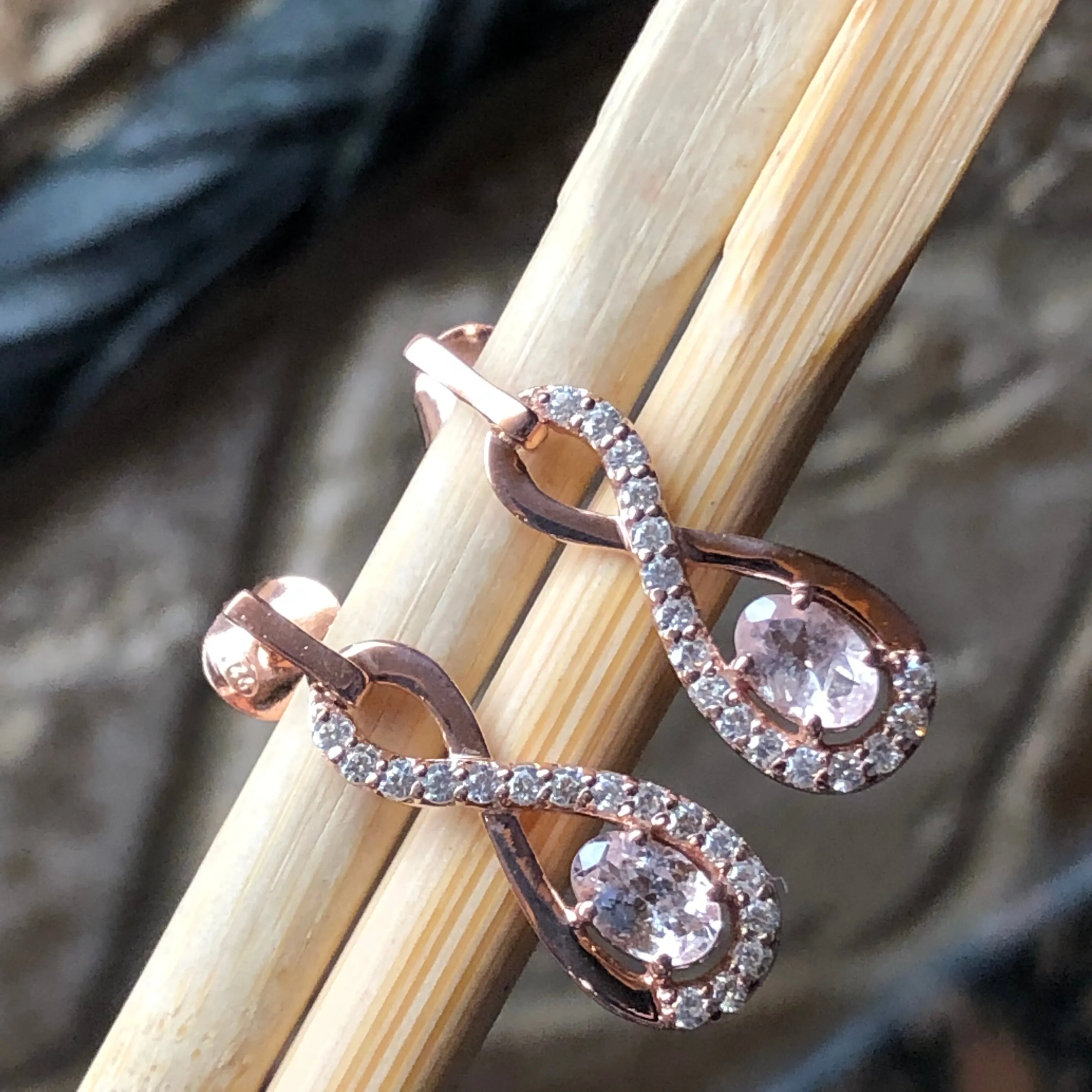 Natural Peach Morganite 14k Rose Gold Over Sterling Silver Earrings 24mm